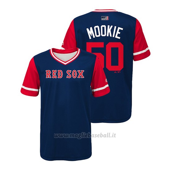 Maglia Baseball Bambino Boston Rosso Sox Mookie Betts 2018 Llws Players Weekend Mookie Blu